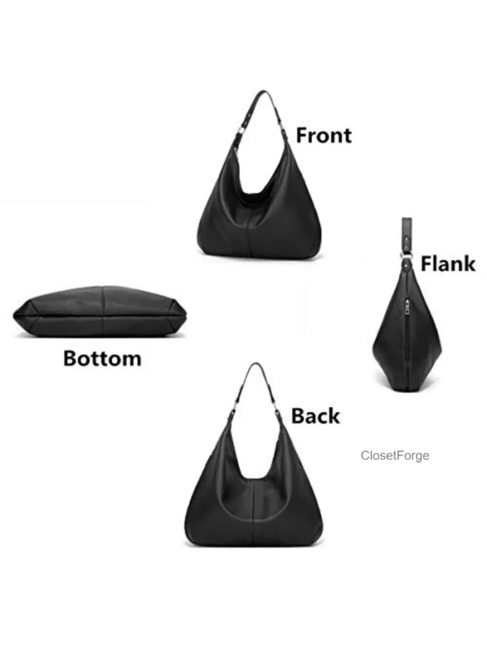 Women's Hobo Bag Soft Faux Leather Slouchy Shoulder Purse Zipper
